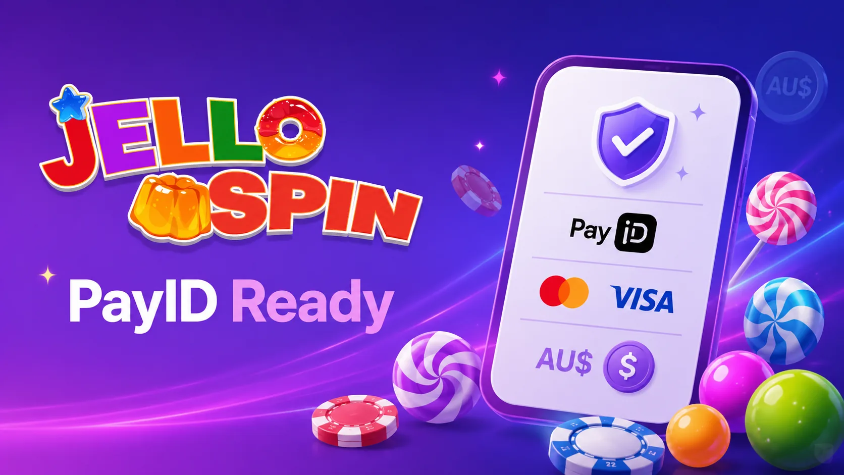 Jello Spin PayID-ready cashier visual for deposit checks