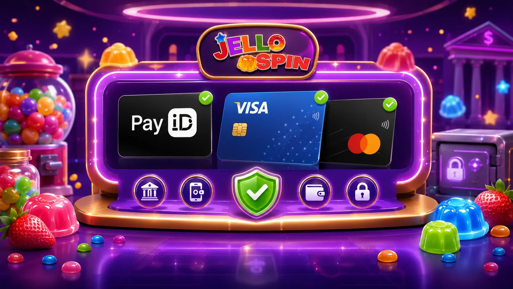Jello Spin PayID and Visa payment methods visual